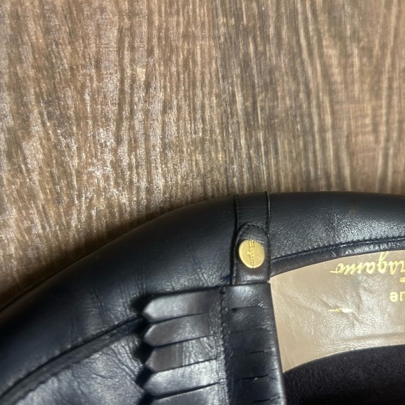 Salvatore Ferragamo 7.5E vintage navy micro heel preppy tasseled shoes. - Picture 14 of 15